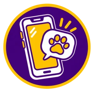 Celular com patinha representando contato com a Miau Protege